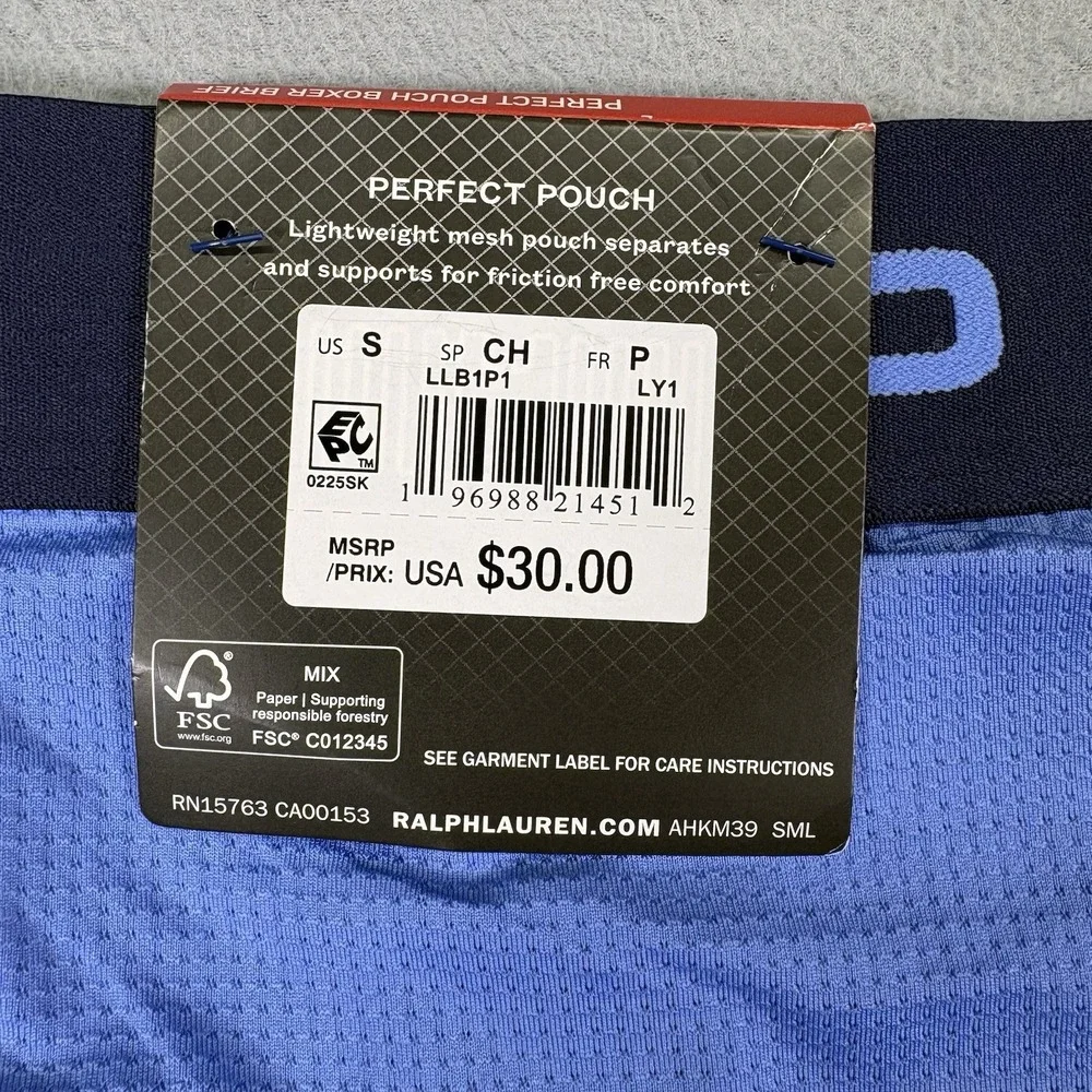 Polo Ralph Lauren Mens Small Perfect Pouch Boxer Brief Blue Mesh NWT